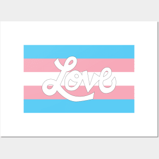 Transgender pride flag with Love text Posters and Art